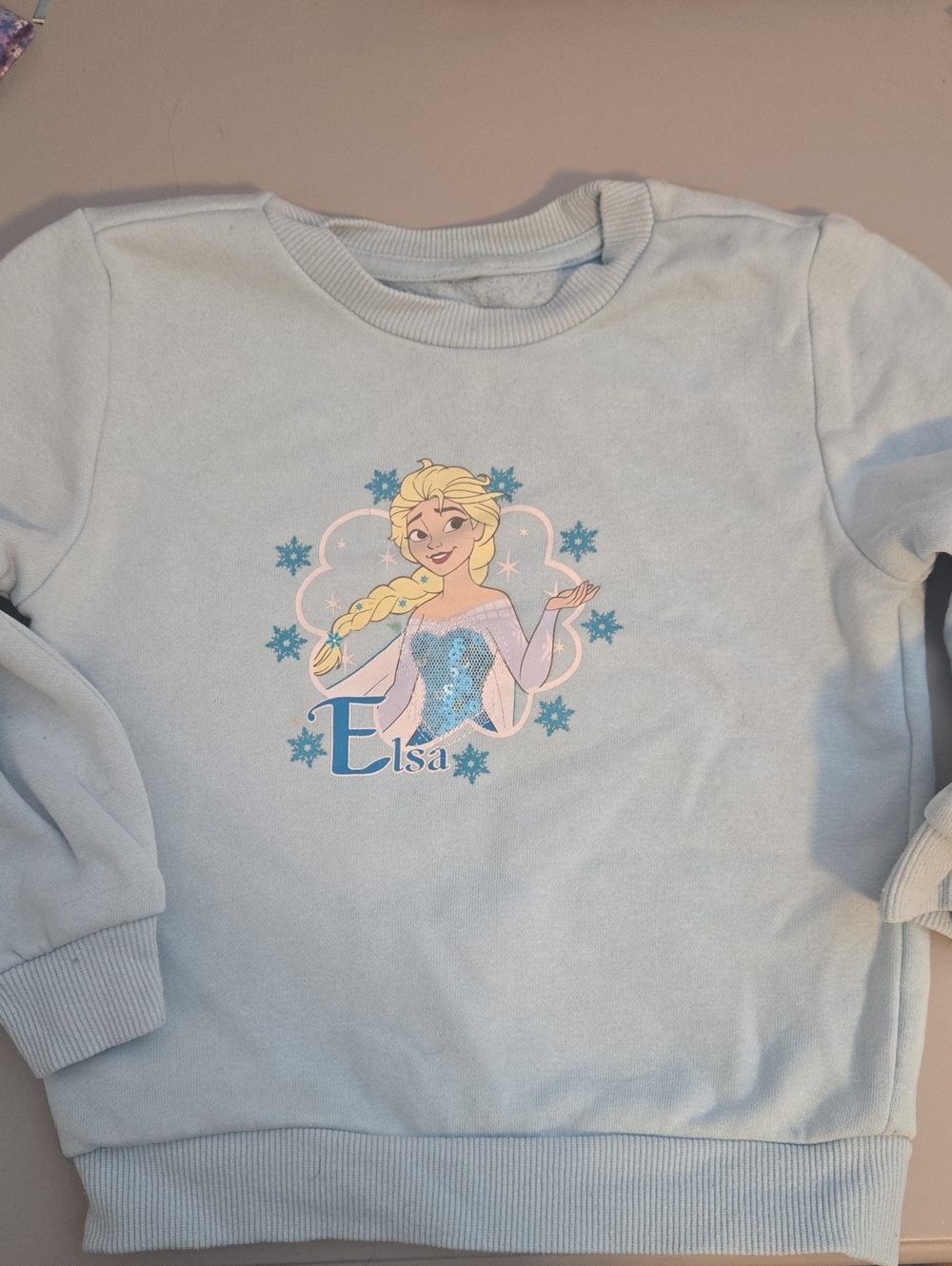 Disney Elsa Pastel Blue Girls Sweatshirt with Sequin Detail 3T